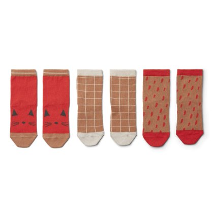 LW13070 Silas cotton socks 3 pack 2409 Apple red multi mix Extra 0