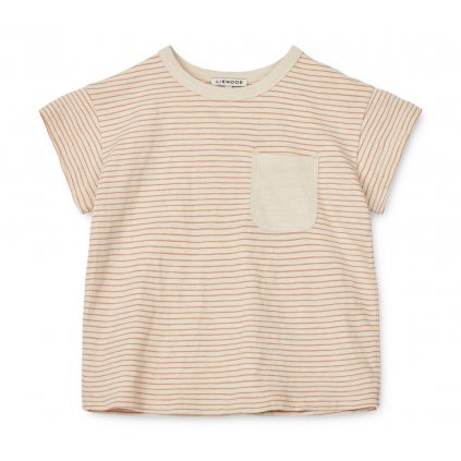 Dodoma yarn dyed T shirt ss LW17212 1174 Y D Stripe Sandy Tuscany rose 1 23 1