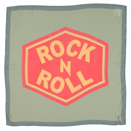 SISTERS DEPARTMENT Hedvábný šátek | Green w/ "rock n roll" print