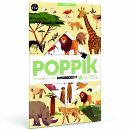 POPPIK Vzdělávací samolepkový plakát Savana