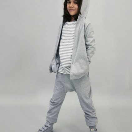 GRAY LABEL Tepláky baggy GOTS / Grey Melange