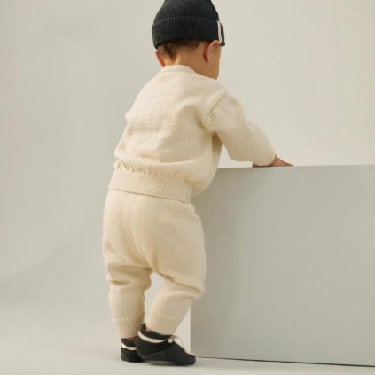 GRAY LABEL Pletené kalhoty pro miminka RWS - Cream
