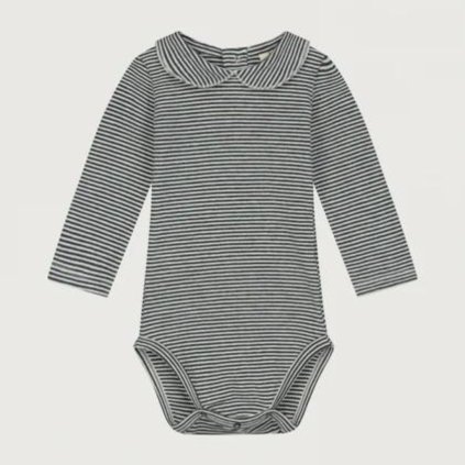 GRAY LABEL Baby overálek s límečkem - GOTS Nearly Black - Cream