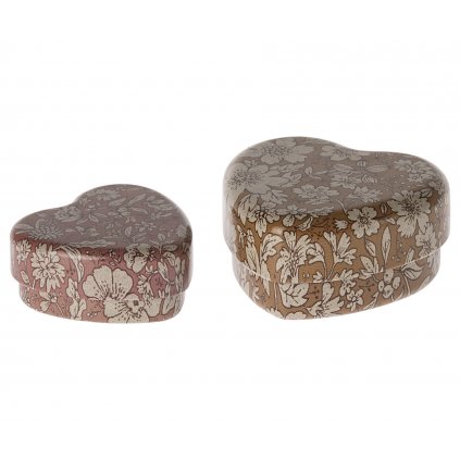 MAILEG Set krabiček ve tvaru srdíčka - Ocher/Heather