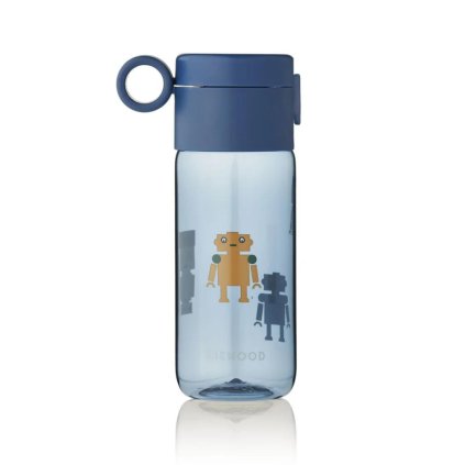 LIEWOOD tritanová láhev Clemence 350 ml - Robots / Indigo blue