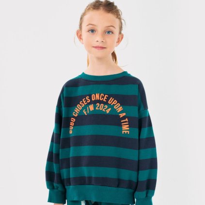 BOBO CHOSES Mikina - Circle stripes / MIDNIGHT BLUE