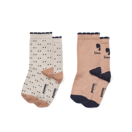 LIEWOOD Set bavlněných ponožek Azenore - Bow Tuscany rose / Double dots mix