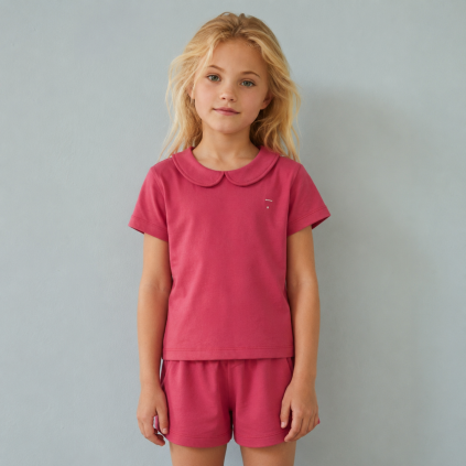 GRAY LABEL Tričko s límcem Boxy GOTS - Cherry