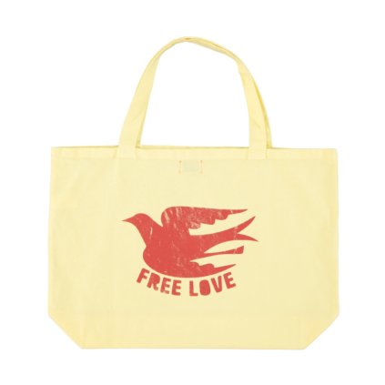 SISTERS DEPARTMENT XL Taška - Yellow w/ "free love" print