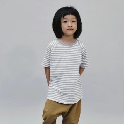 GRAY LABEL Oversize triko GOTS - Grey Melange - Off White