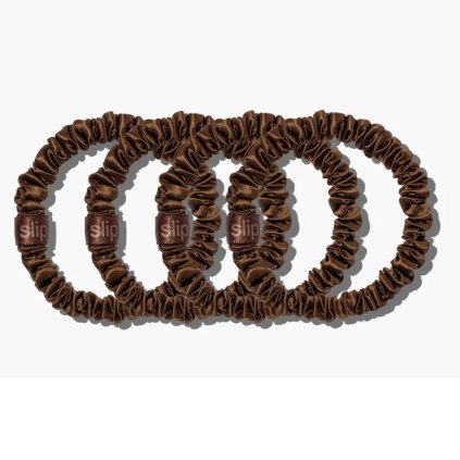 SLIP Hedvábné gumičky Skinny - Brown 4x