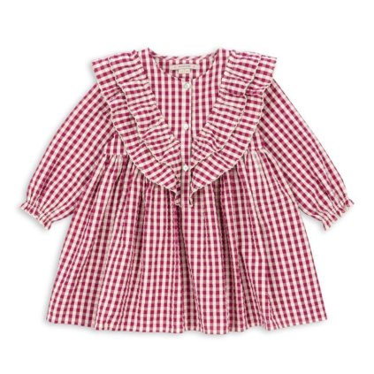 KONGES SLOJD Šaty KIM - SANGRIA/BUTTER CHECK