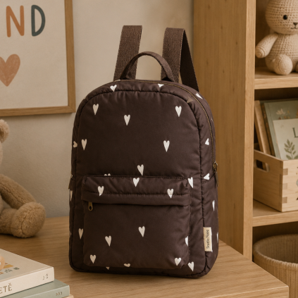 STUDIO NOOS Midi batoh Puffy - Brown Hearts