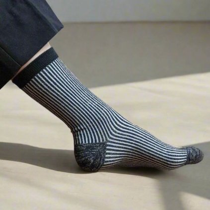 KLUE Třpytivé ponožky Lyocell Stripes Black 36-40