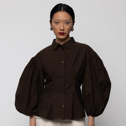 ESTHÉ Košile s objemnými rukávy - hnědá