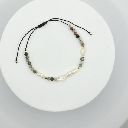 ANISE Náramek Pearls gold - Achát
