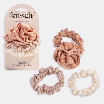 KITSCH Saténové gumičky Rosette Ruched - Terracotta