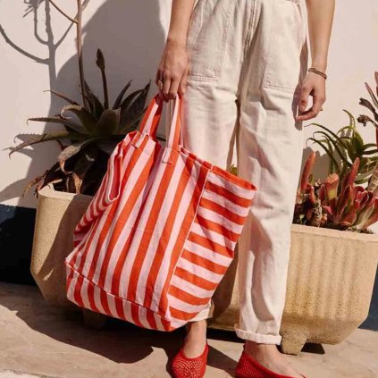 ROSE IN APRIL Taška ELISA - Stripes Tomato / Candy Pink