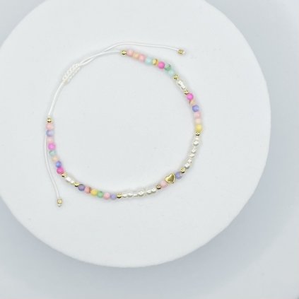 ANISE Náramek Pearls heart gold - Perleť