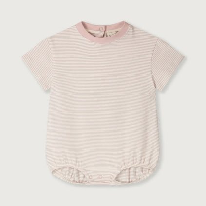 GRAY LABEL Overal s krátkým rukávem pro miminka GOTS - Faded Pink - Cream