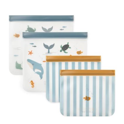 LIEWOOD Sáčky na potraviny znovupoužitelné 4-Pack - Sea creature / Sandy
