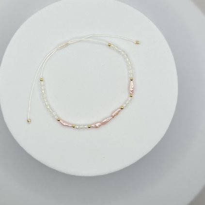 ANISE Náramek Pearls Pink gold - Křišťál