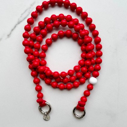 LE STUDIO Korálkový popruh na telefon dlouhý - červený