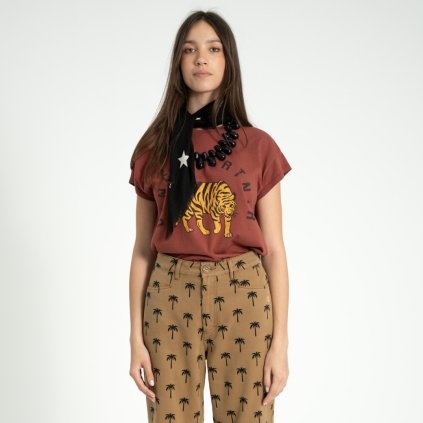 SISTERS DEPARTMENT Dámské tričko bordeaux - Leopard