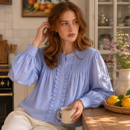 EMILE ET IDA Blouse with pleating - CIEL