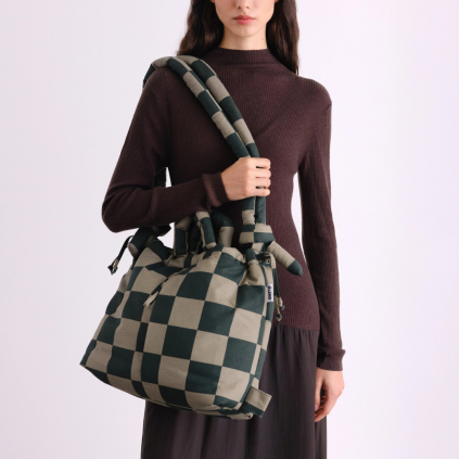 ÖLEND Taška Ona Soft - Check sage + Forest green