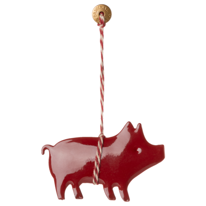 MAILEG Kovová ozdoba Pig red S26