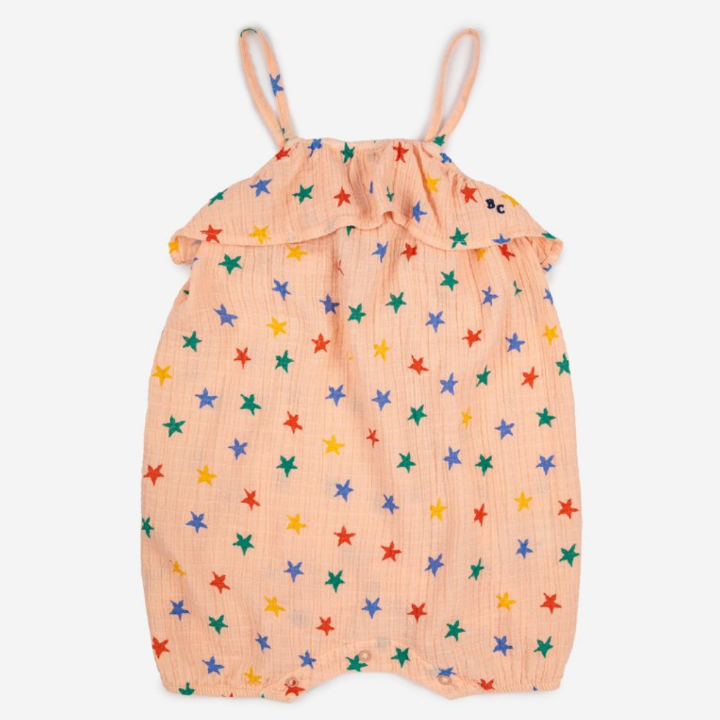 BOBO CHOSES Letní overal - Multicolor Stars all over LIGHT PINK Věk: 6M