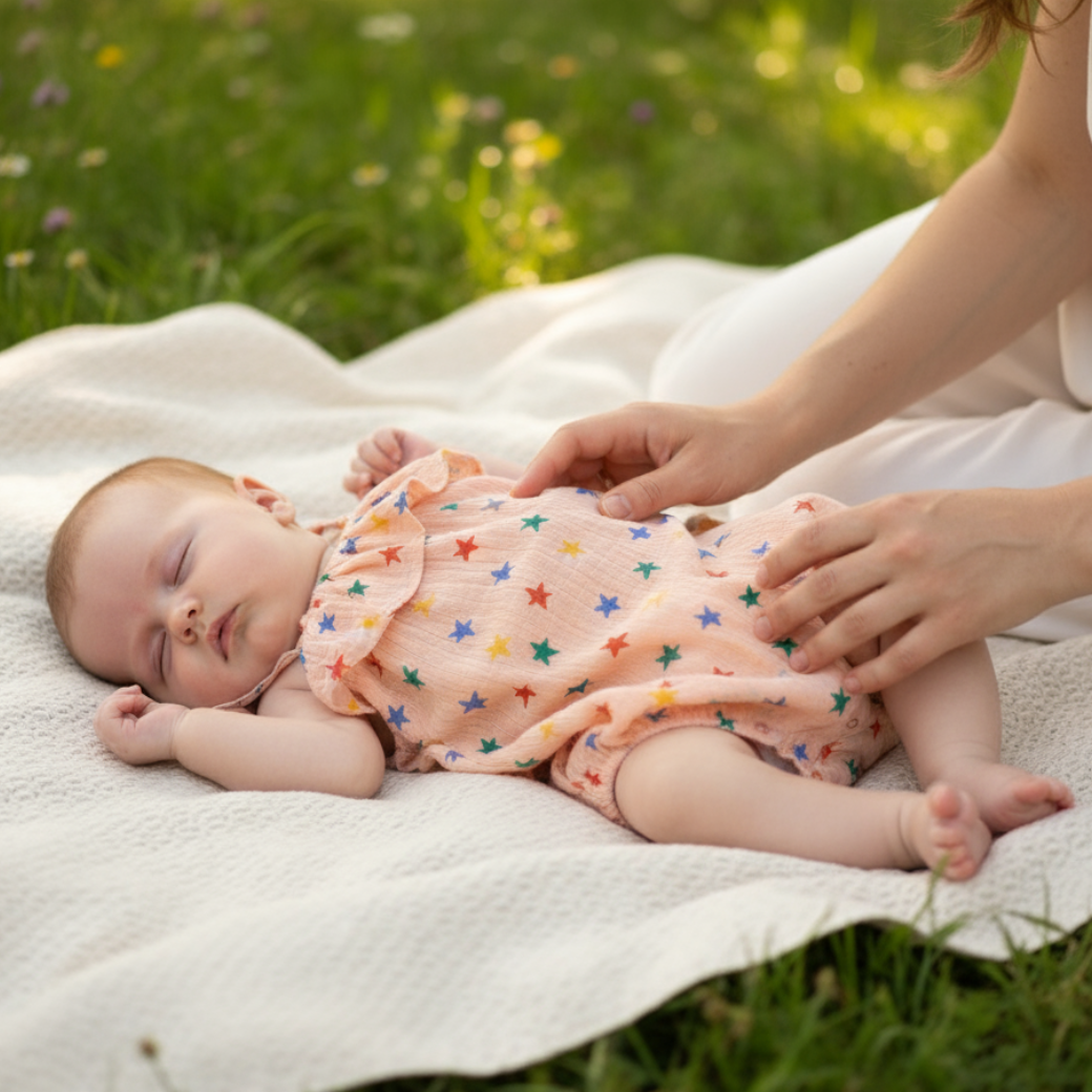 BOBO CHOSES Letní overal - Multicolor Stars all over LIGHT PINK Věk: 3M