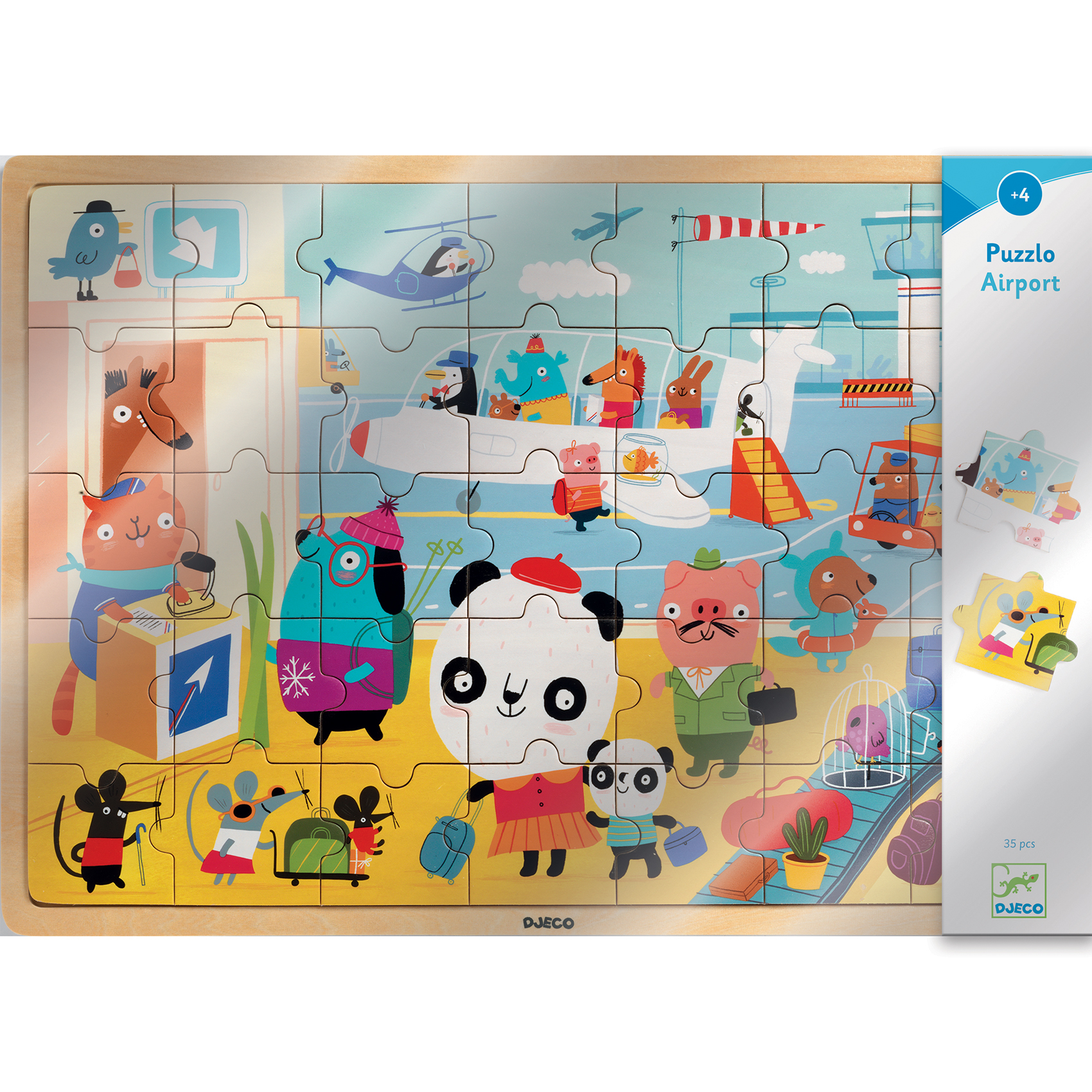 DJECO Dřevěné puzzle Letiště 35 dílků