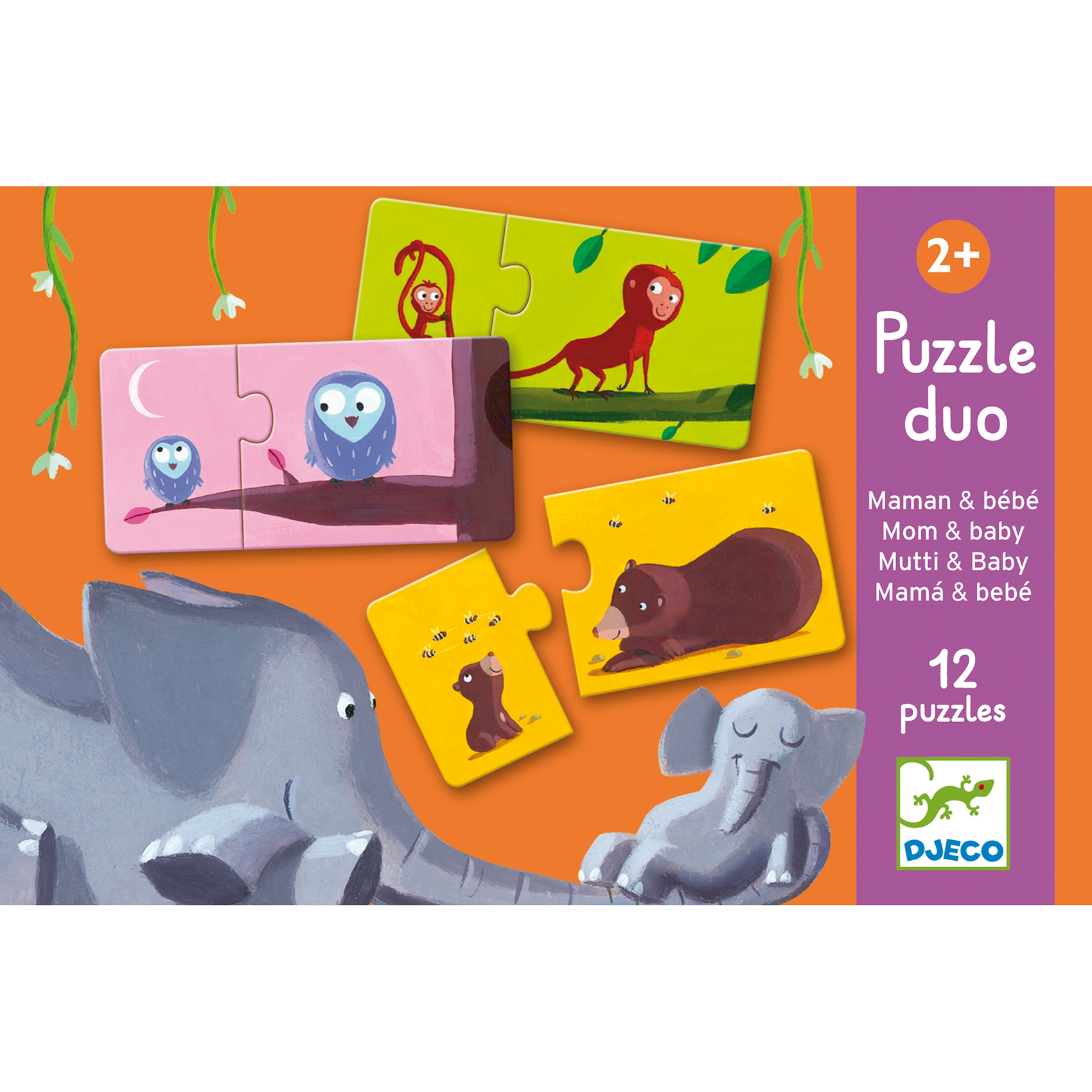 DJECO Puzzle Zvířecí maminky a mláďata 12x2 dílků
