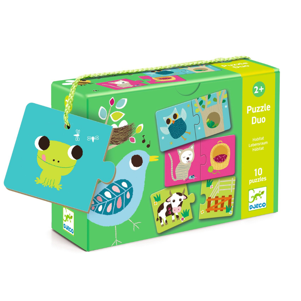 DJECO Puzzle Zvířecí domečky 12x2 dílků