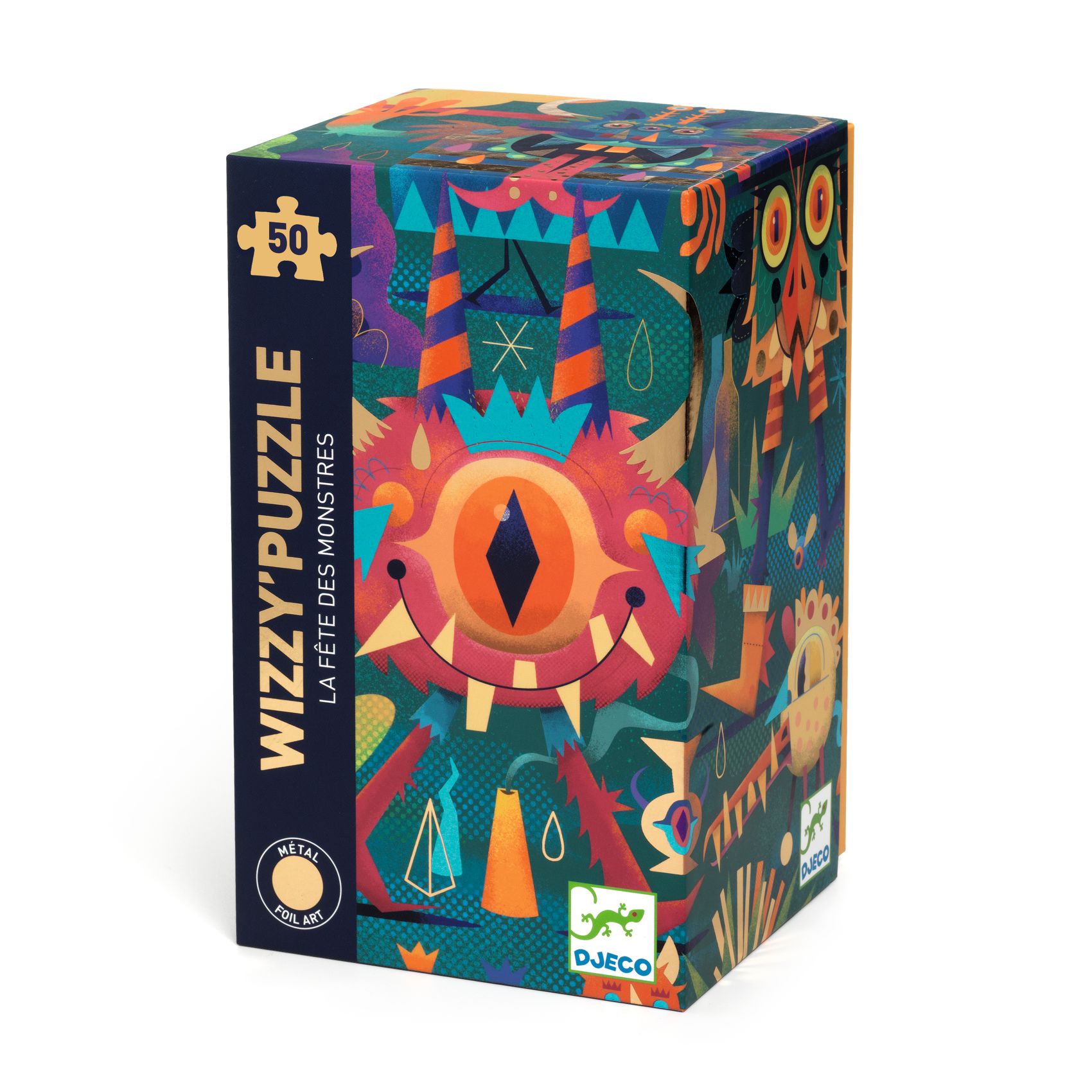 DJECO Metalické puzzle Monster party 50 dílků