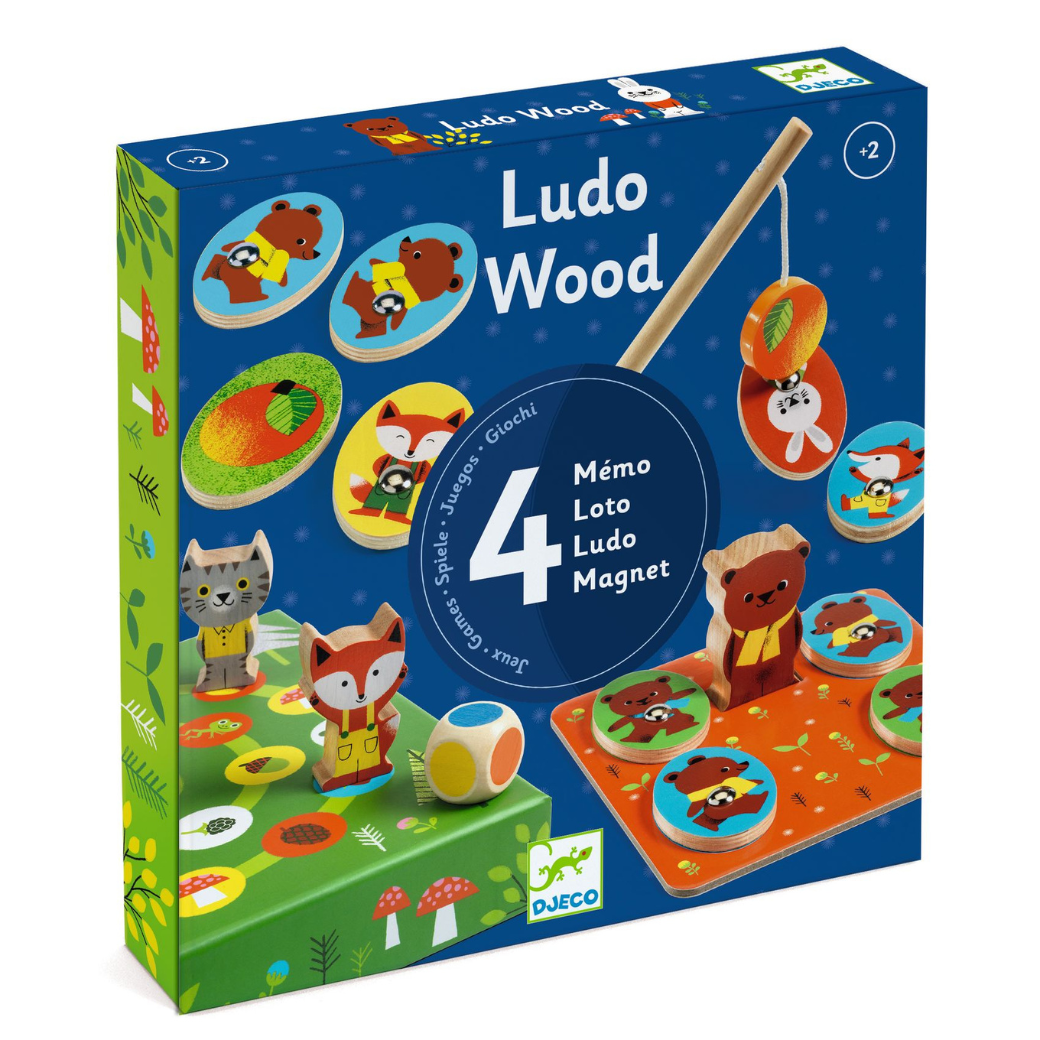 DJECO Sada 4 her Ludo Wood