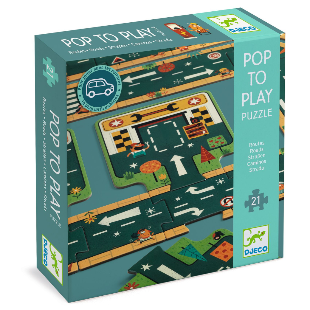 DJECO Podlahové obrysové puzzle Silnice 21 dílků