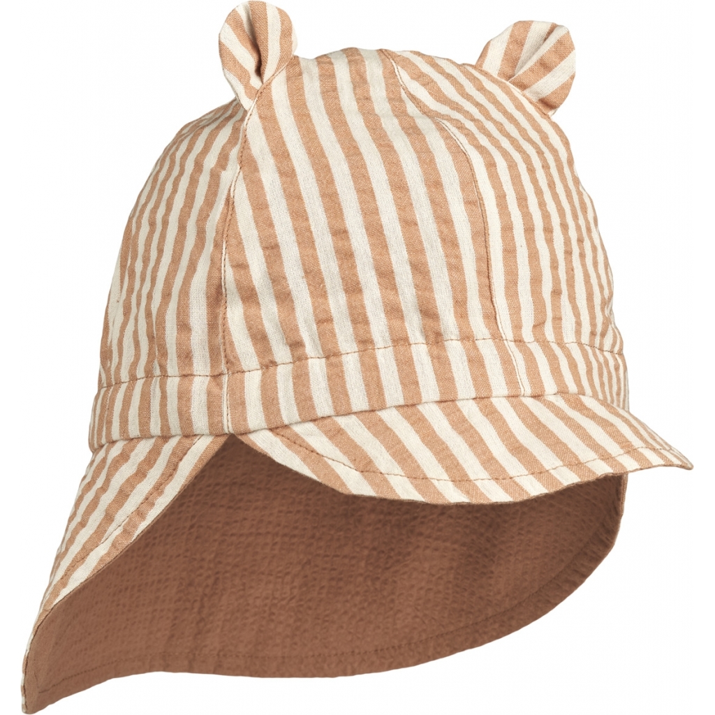 LIEWOOD Oboustranný klobouček Gorm - Stripe: Tuscany rose/Sandy Velikost: 9-12m