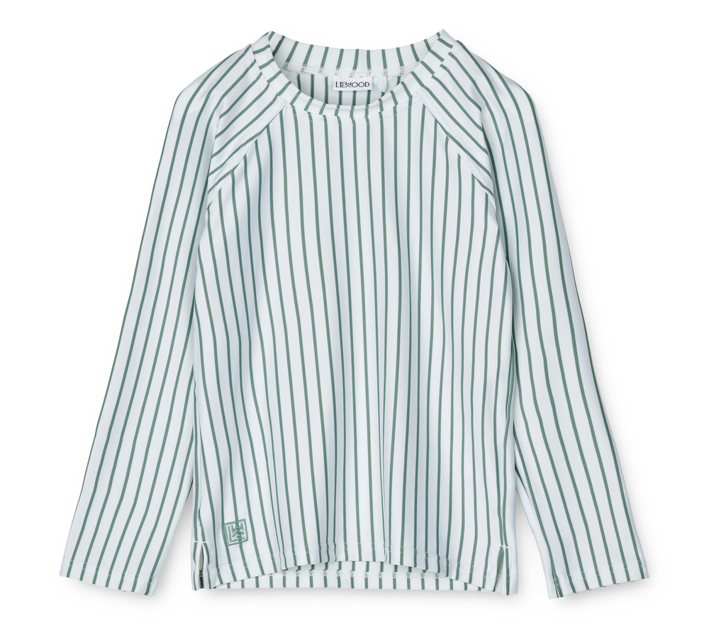 LIEWOOD Plavecké triko Noah - seersucker/stripe: Sea blue/white Velikost: 6y