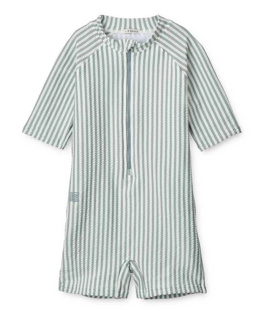LIEWOOD Plavecký overal Max - seerscuker/stripe: Sea blue/white Velikost: 6y