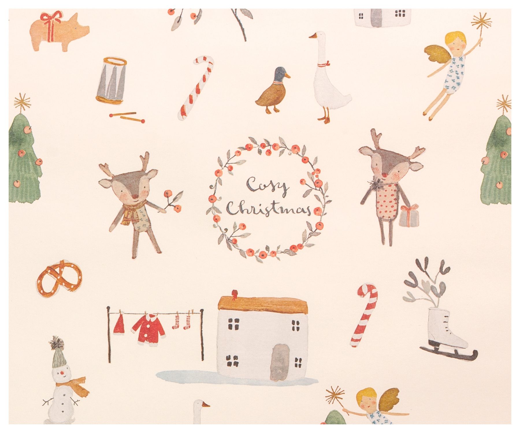 MAILEG Dárkový papír - Cosy Christmas - 10 m - off white