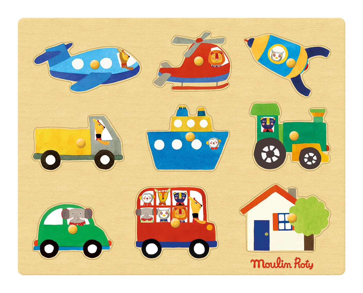 Vkládací puzzle Dopravní prostředky Moulin Roty