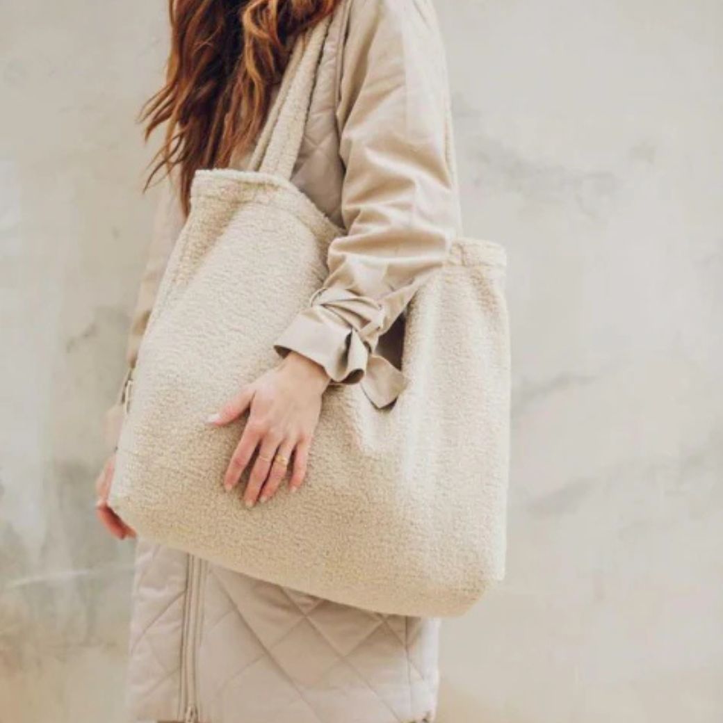 STUDIO NOOS Taška mom - Ecru Teddy