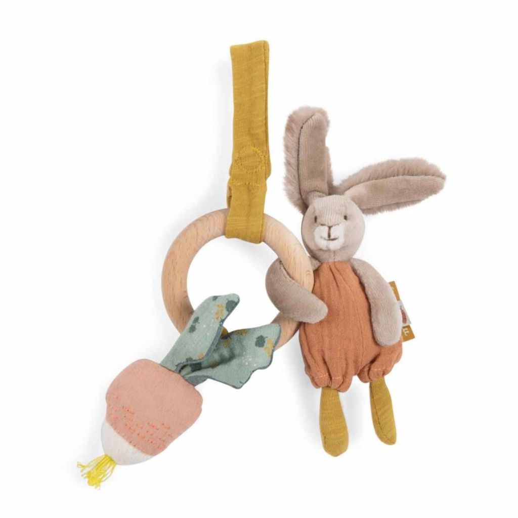 Chrastítko s dřevěným kroužkem Zajíček Moulin Roty