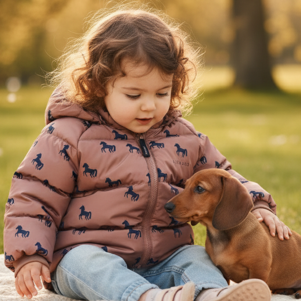LIEWOOD Péřová bunda Polle -  Horses / Dark rosetta Velikost: 12m