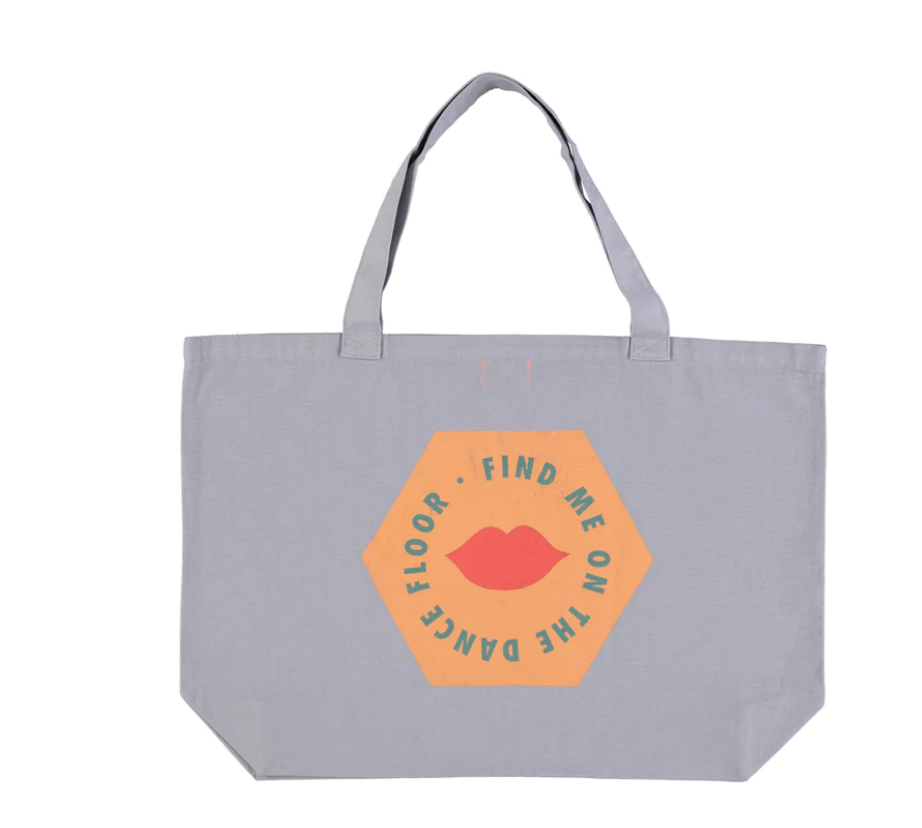 SISTERS DEPARTMENT XL Taška | Grey w/ "find me on the dance floor" print