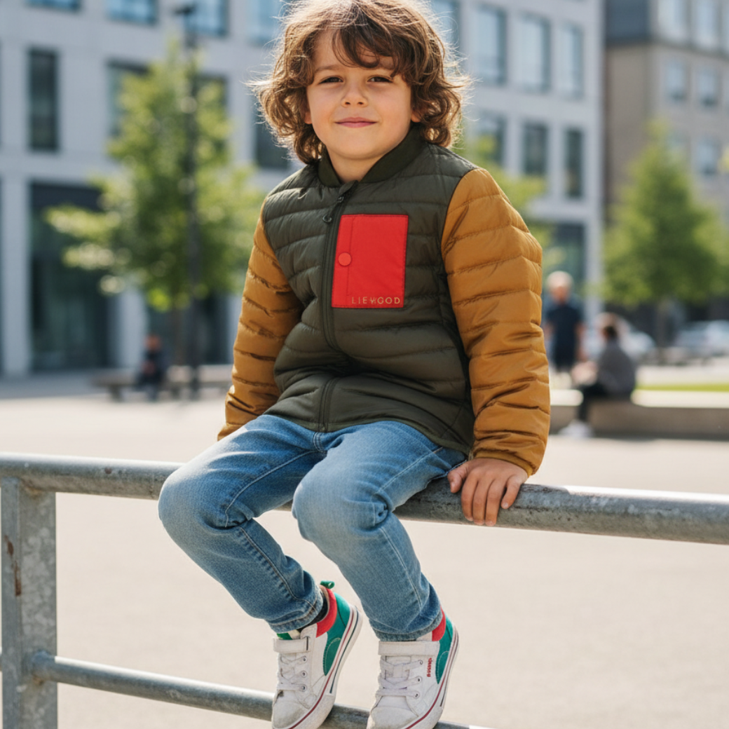 LIEWOOD Péřová bunda Lauge - Army brown mix Velikost: 5y