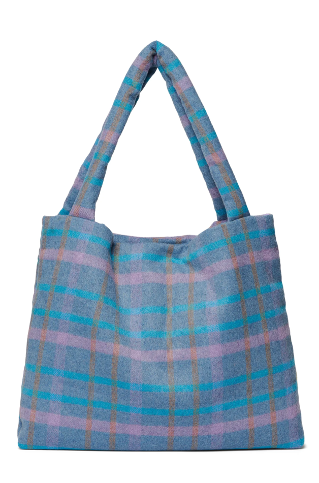 STUDIO NOOS Taška mom-bag Wool checked - Sky blue